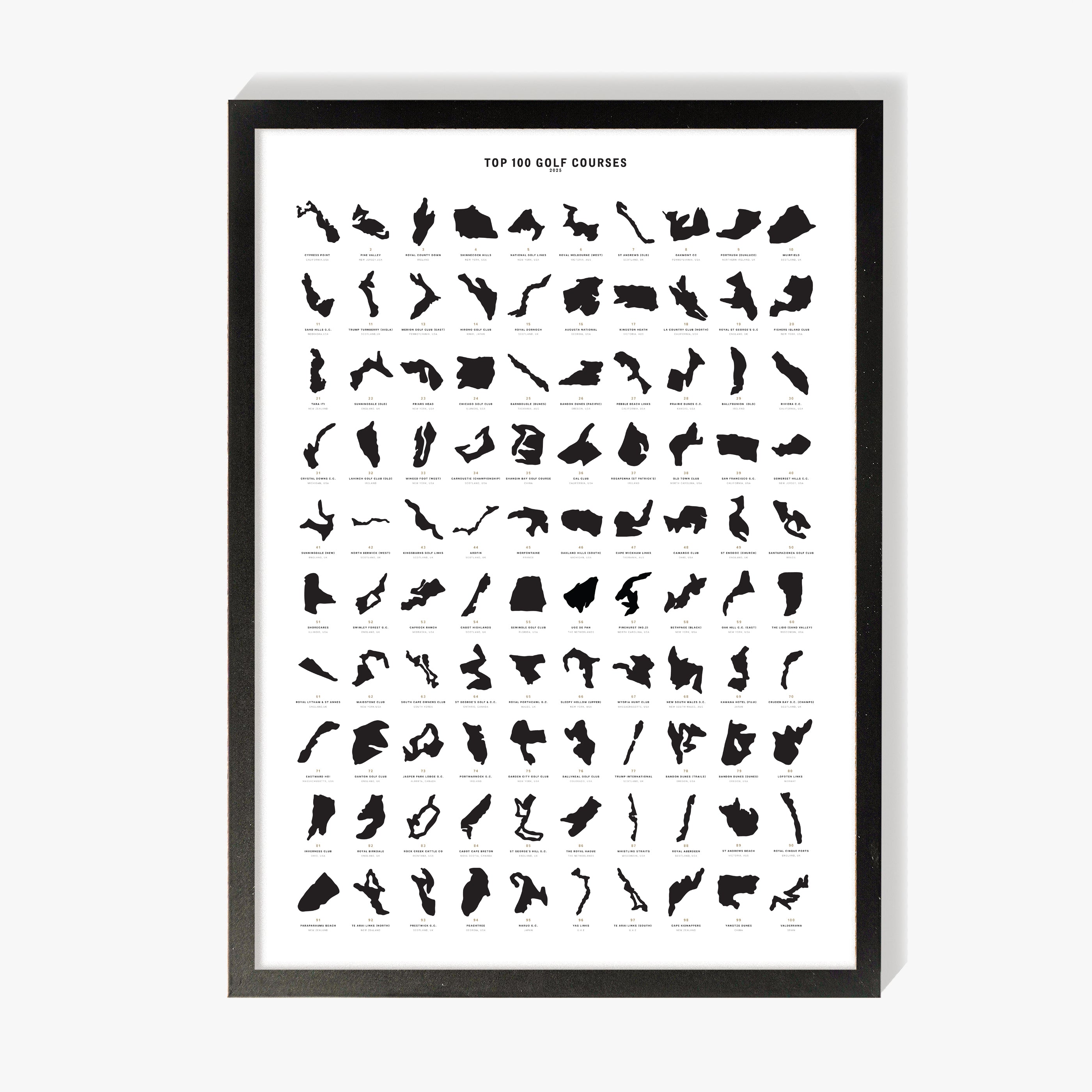 World Top 100 Golf Course Art Print 2025