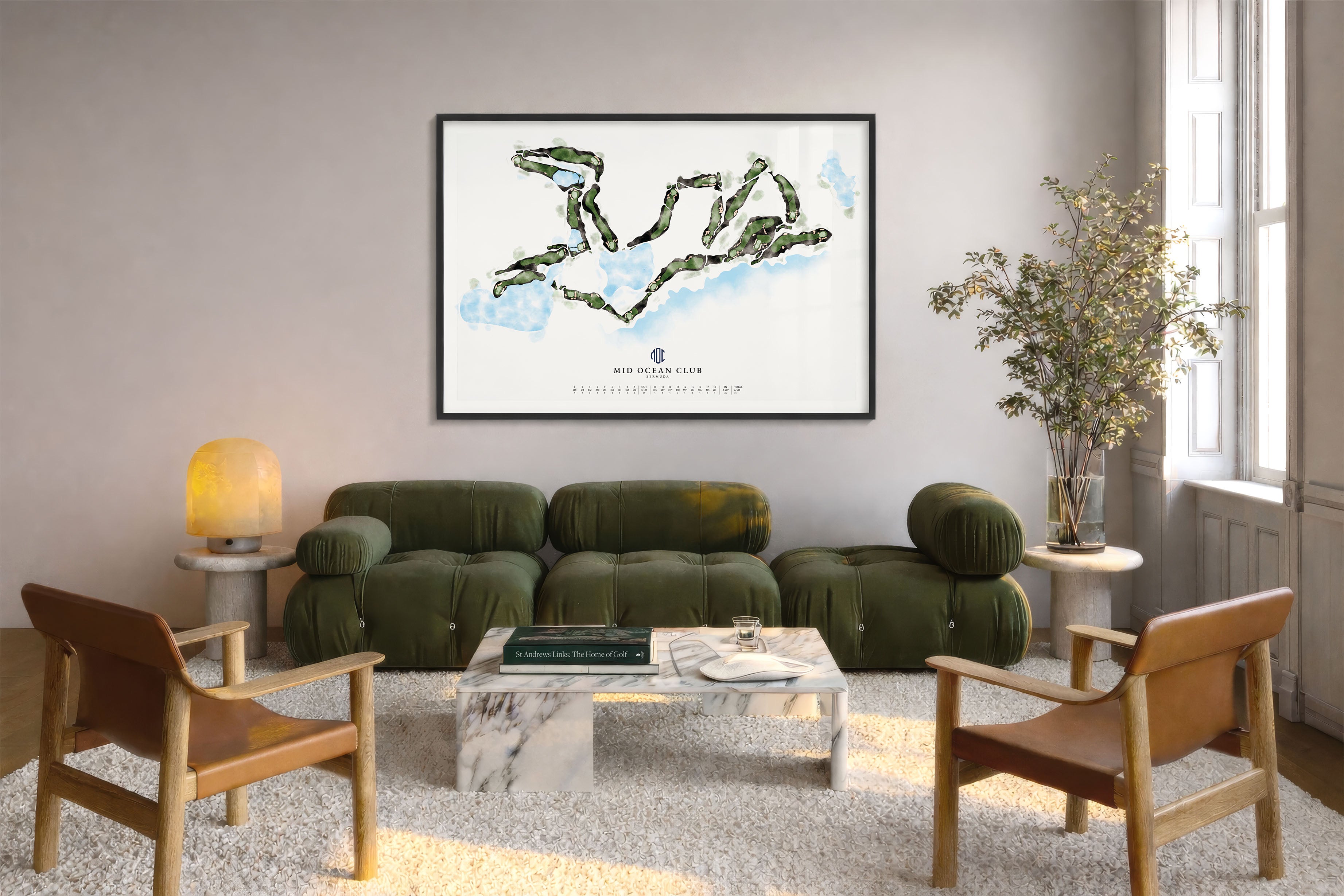 Custom Watercolour Hand-Illustrated Golf Course Map